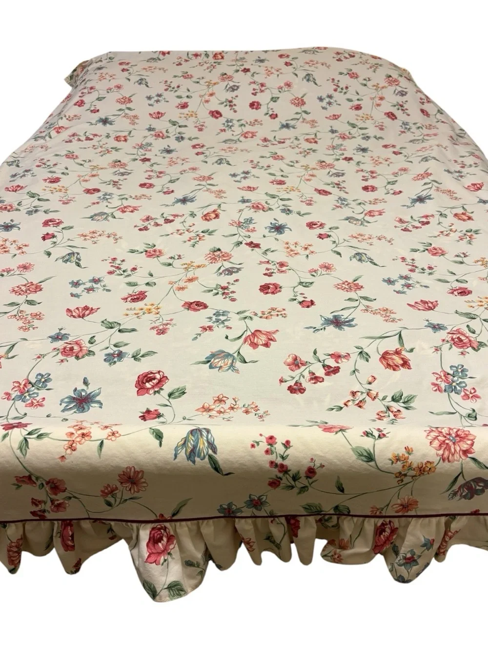 Vint Croscill Floral “Iris” Twin Sheet Set Flat Fitted Pink Tulip Morning Glory